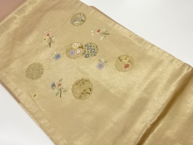 JAPANESE NAGOYA OBI / EMBROIDERY / FLORAL PLANTS